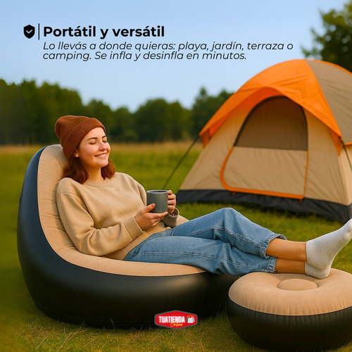 Sofa Sillon Inflable Tipo Puff Reposapiés Inflador Cómodo