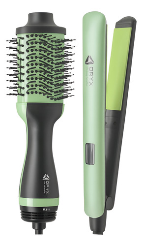 Combo Planchita De Pelo Y Cepillo Secador Modelador Cabello