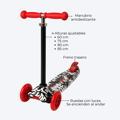 Monopatín Infantil Oryx Lss01 4 Ruedas Colorido Para Niños