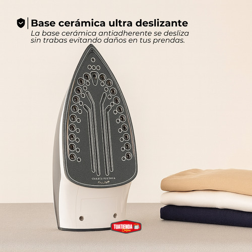 Plancha A Vapor Base Cerámica Antiadherente 2200w Rociador Negro