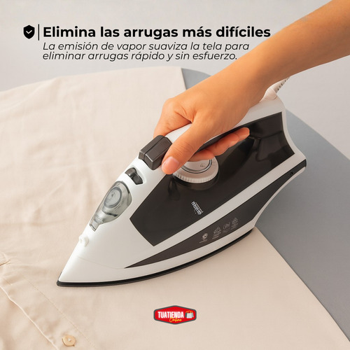 Plancha A Vapor Base Cerámica Antiadherente 2200w Rociador Negro