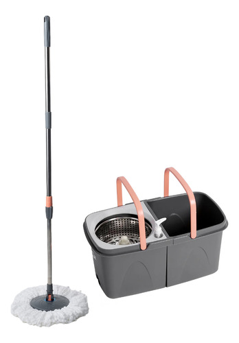 Mopa Lampazo Escurridor Balde Centrifugador Mango Regulable Gris
