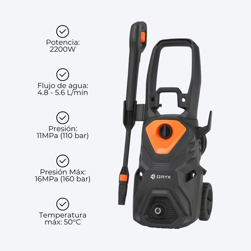 Hidrolavadora Eléctrica 2200w 110bar Alta Presión Accesorios
