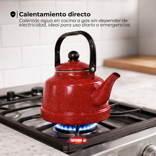 Pava 1,7 Litros Pico Matero Hierro Esmaltado Mango De Hierro