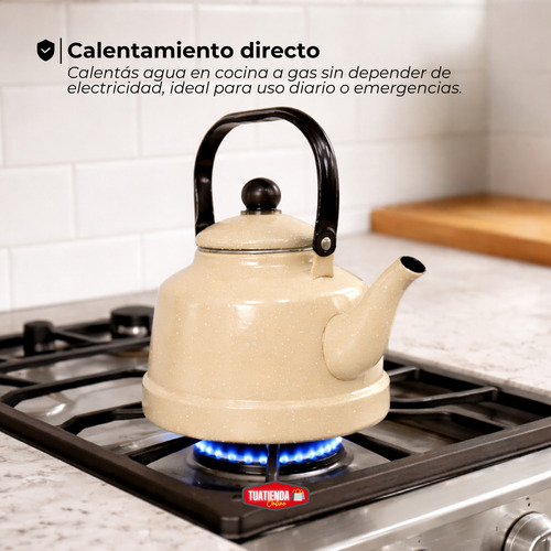 Pava 1,7 Litros Pico Matero Hierro Esmaltado Mango De Hierro