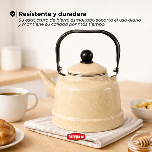 Pava 1,7 Litros Pico Matero Hierro Esmaltado Mango De Hierro