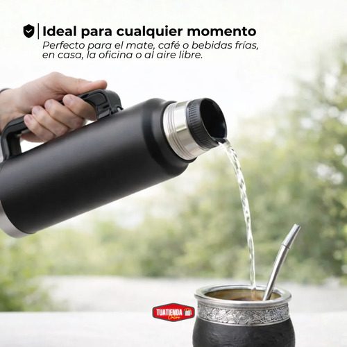 Termo Acero Inoxidable 1.4 Litros Con Manija Pico Cebador
