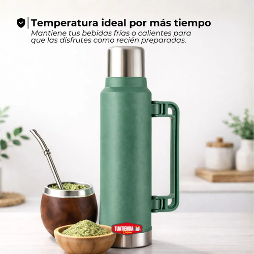 Termo Acero Inoxidable 1.4 Litros Con Manija Pico Cebador