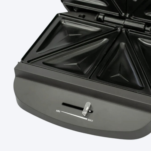 Sandwichera Eléctrica Antiadherente Regulador Temperatura Negro
