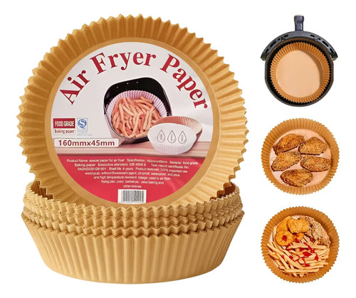 Pack X100 Bandeja Papel Antiadherente Para Freidora Aire Marrón