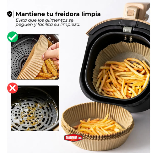 Pack X100 Bandeja Papel Antiadherente Para Freidora Aire Marrón