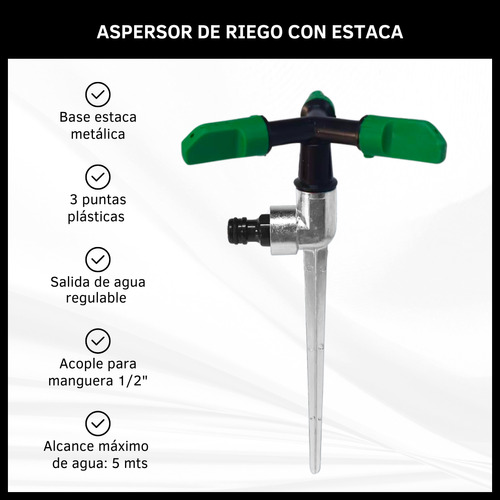 Aspersor Con Base Metal Apm 3 Puntas Plástico - Tuatienda