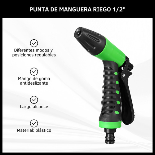 Pistola Riego Punta Regador Manguera De 1/2 - Tuatienda
