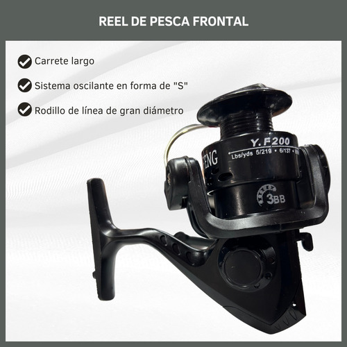Reel De Pesca Frontal 200 Yardas 3 Rulemanes Paranassa