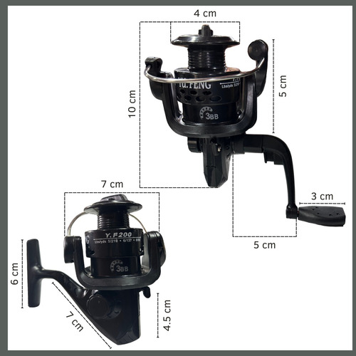 Reel De Pesca Frontal 200 Yardas 3 Rulemanes Paranassa