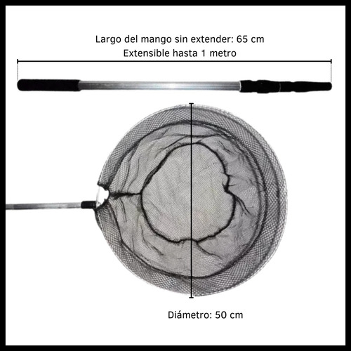 Red Telescópica Redonda Mango Aluminio (copo Pesca)