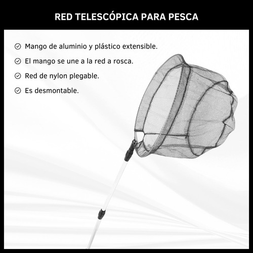 Red Telescópica Redonda Mango Aluminio (copo Pesca)