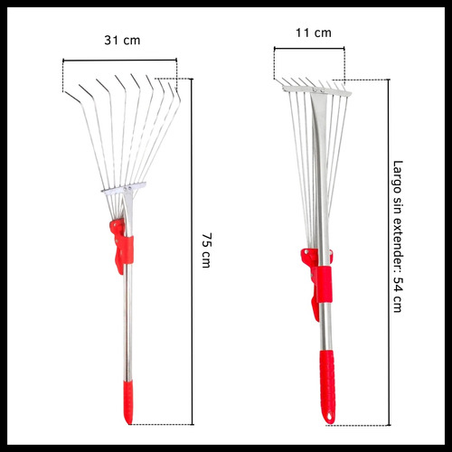 Rastrillo Barre Hojas Metal Extensible Chico 75cm
