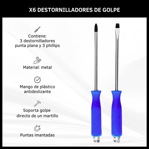 Destornilladores De Golpe X6unidades De Mecánica Profesional