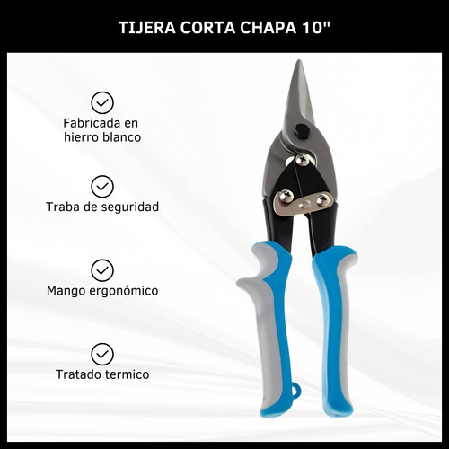 Tijera Corta Chapas 10'' Pulgadas Corte Recto Reforzada 