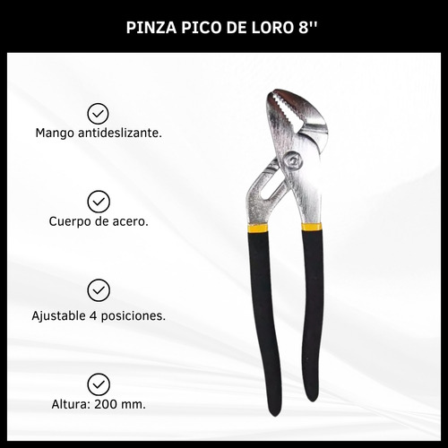 Pinza Pico De Loro 8 Pulgadas Mango Negro