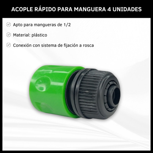 Acople Conector Rapido Hembra Para Manguera De 1/2 Plastico