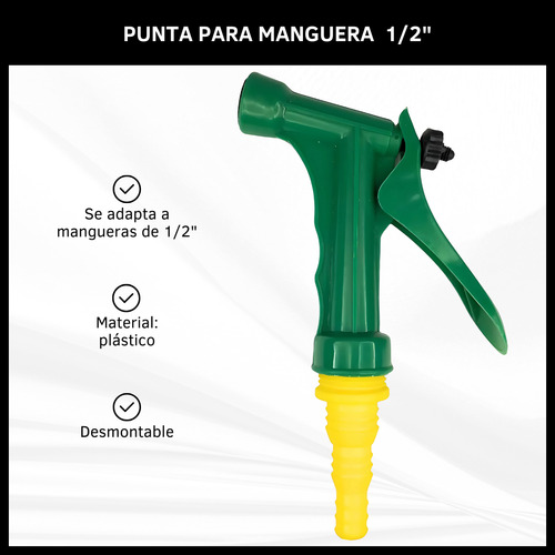 Pistola De Riego Punta Común Para Manguera De 1/2  Y 3/4