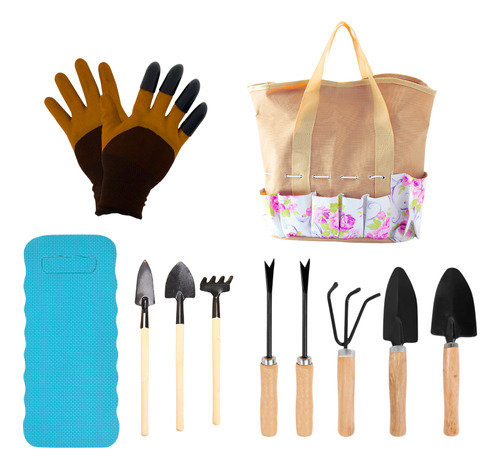 Set De Jardineria Kit Completo 10 Piezas Con Bolso 