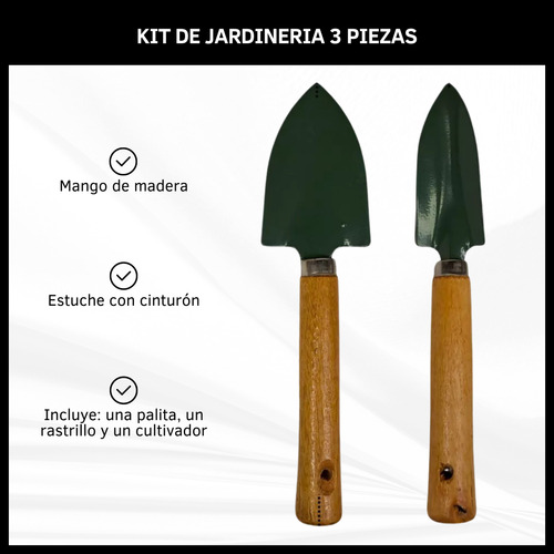 Kit De Jardinería Set 3 Piezas Con Cinturón Regulable Jardín