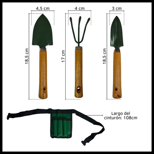 Kit De Jardinería Set 3 Piezas Con Cinturón Regulable Jardín