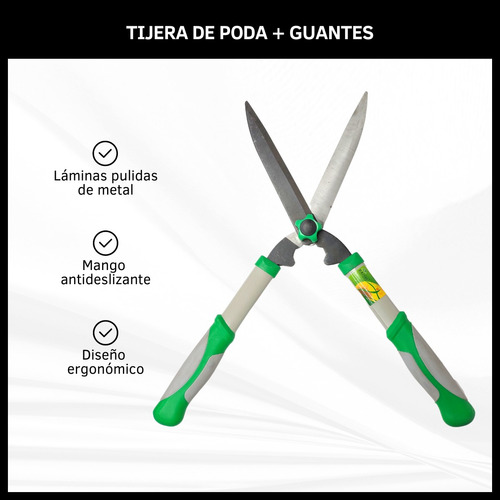 Kit De Jardinería Tijera Podar Set Guantes Moteado Trabajo