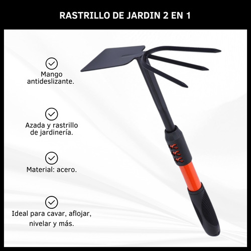 Rastrillo De Mano Azadin Para Jardinería Con Mango De Goma