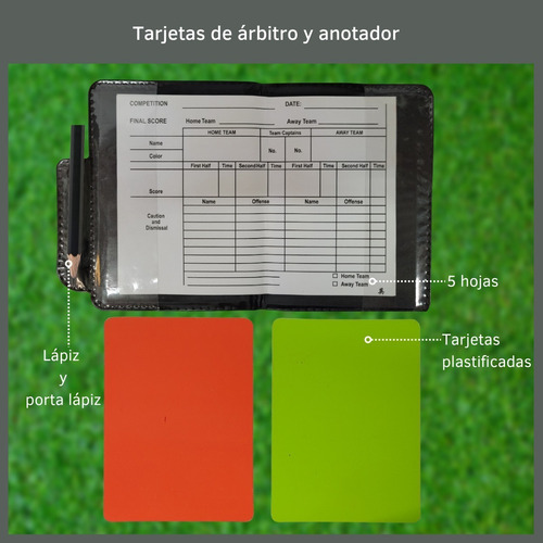 Tarjetas De Árbitro Estuche Set X2 Anotador Lapiz Y Planilla
