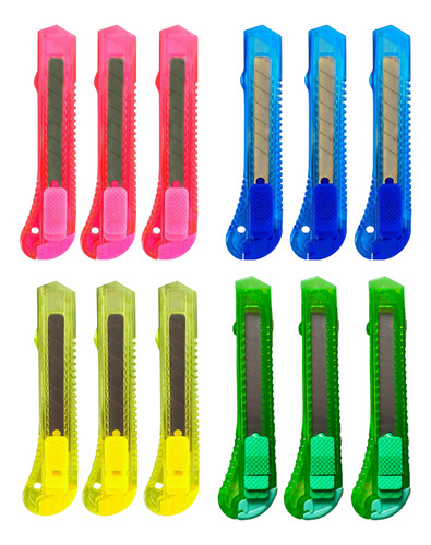 Pack De 12 Cutter Trincheta De Plástico Cortante Hoja 18mm