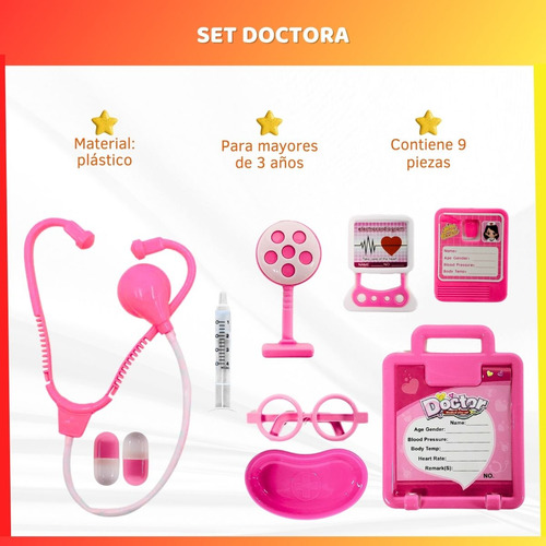 Set De Doctora Completo En Blister Accesorios Juguetes Niños