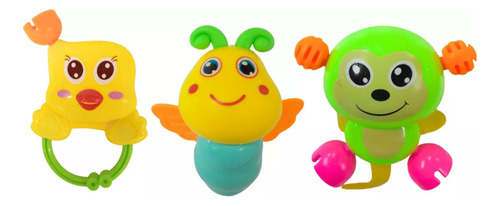 Sonajero Animalitos Pack X3 Juguete Para Bebe Niños Infantil