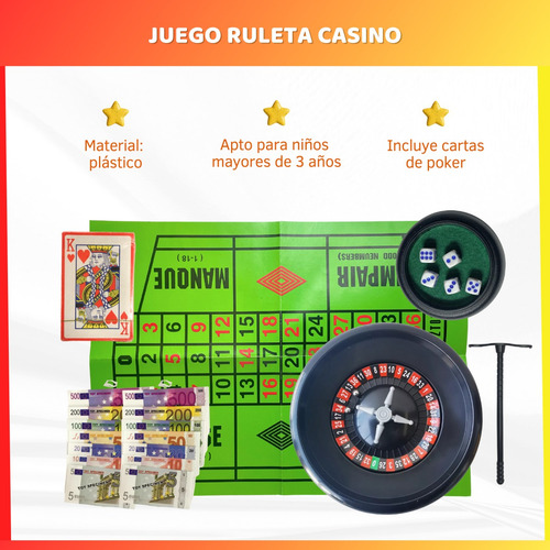 Juego De Ruleta Casino Poker Dados De Mesa En Caja Familiar 