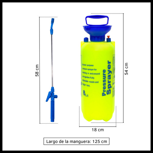 Pulverizador Fumigador Manual A Presión 8 Litros Jardinería