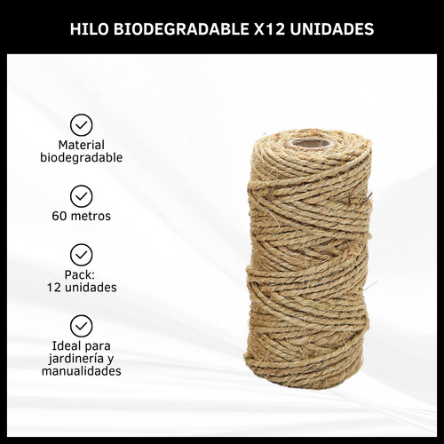 Hilo Biodegradable Grosor 1mm 60 Metros Jardinería Artesanía