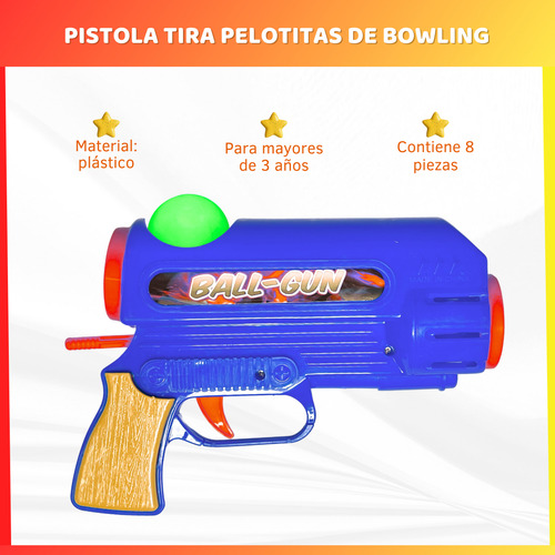 Pistola Lanza Pelotas Bowling Juguete Tiro Al Blanco Niños
