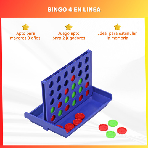 Bingo 4 En Línea Juego De Mesa Infantil Para Niños Plástico