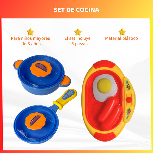 Set De Cocina Ollas Cubiertos Vasos De Juguete 15 Piezas
