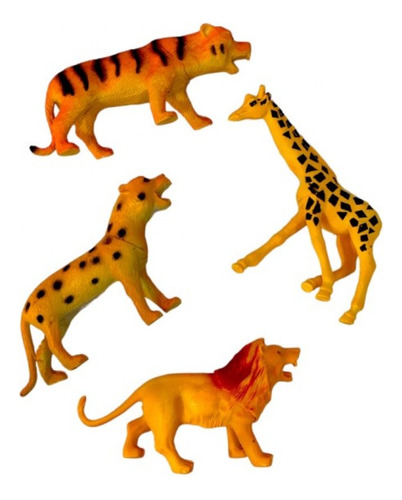 Set Animales De La Selva X4 Piezas Plástico Juguetes Niños