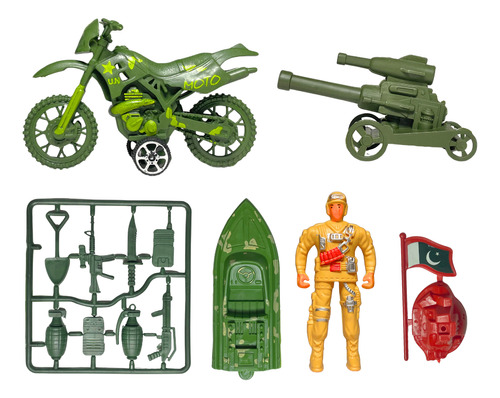 Soldado Guerra Con Moto Y Accesorios Juguete Plástico Niños