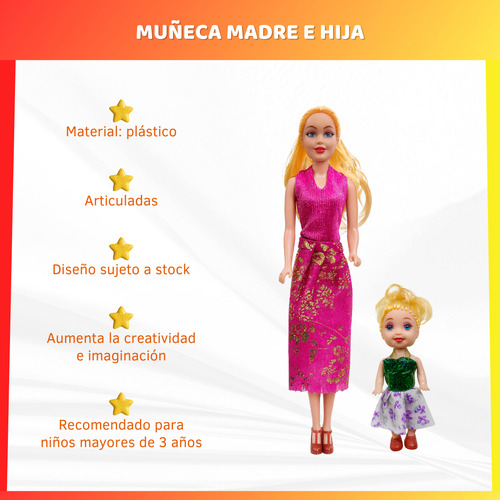 Muñeca Articulada Madre E Hija Juguete Para Niños Infantil