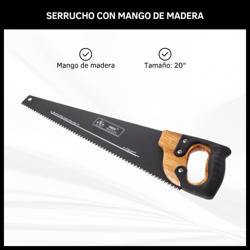 Serrucho Carpintero 20 Pulgadas Mango De Madera Y Goma