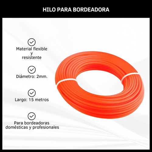 Tanza Hilo Para Bordeadora 2mm 15 Metros Desmalezadora