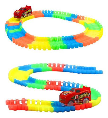 Pista De Autos Luminosa Flexible 62 Piezas 1 Auto Juguete