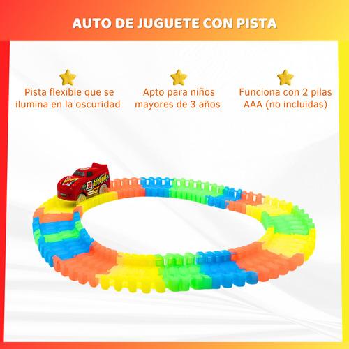 Pista De Autos Luminosa Flexible 62 Piezas 1 Auto Juguete