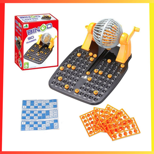 Juego De Mesa Bingo Familiar Con Bolillero 90 Números Niños